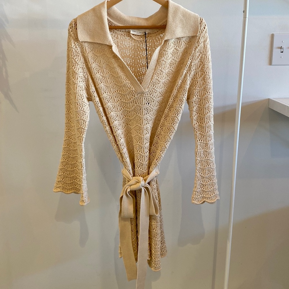 SPELL road to paradise knit mini dress in wheat